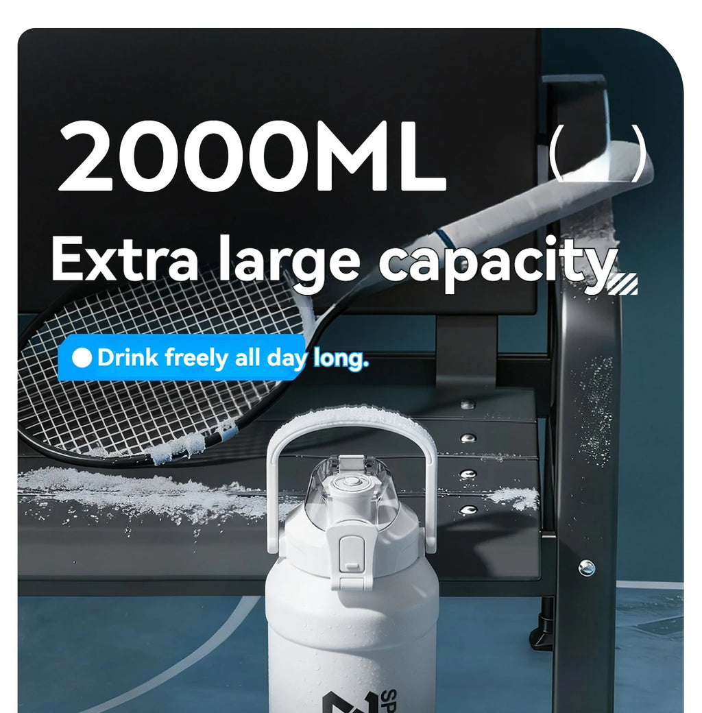 Large Capacity Tumble Thermos Water Bottle 316 Stainless Steel With Straw Handle Cup Flask  Vacuum Insulated Tumbler