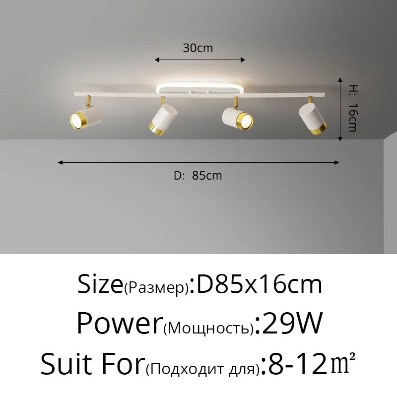 Modern Nordic Strip Led Chandeliers With Spotlights For Living Room Bedroom Balcony Corridor Lights Black White Decor Lighting F