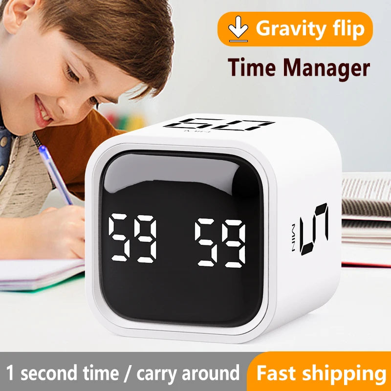 Flip Timer Pause And Resume Mute Vibration Adjustable Sound Alarm 5 10 30 60 Minute Countdown For Task Work Study Kitchen