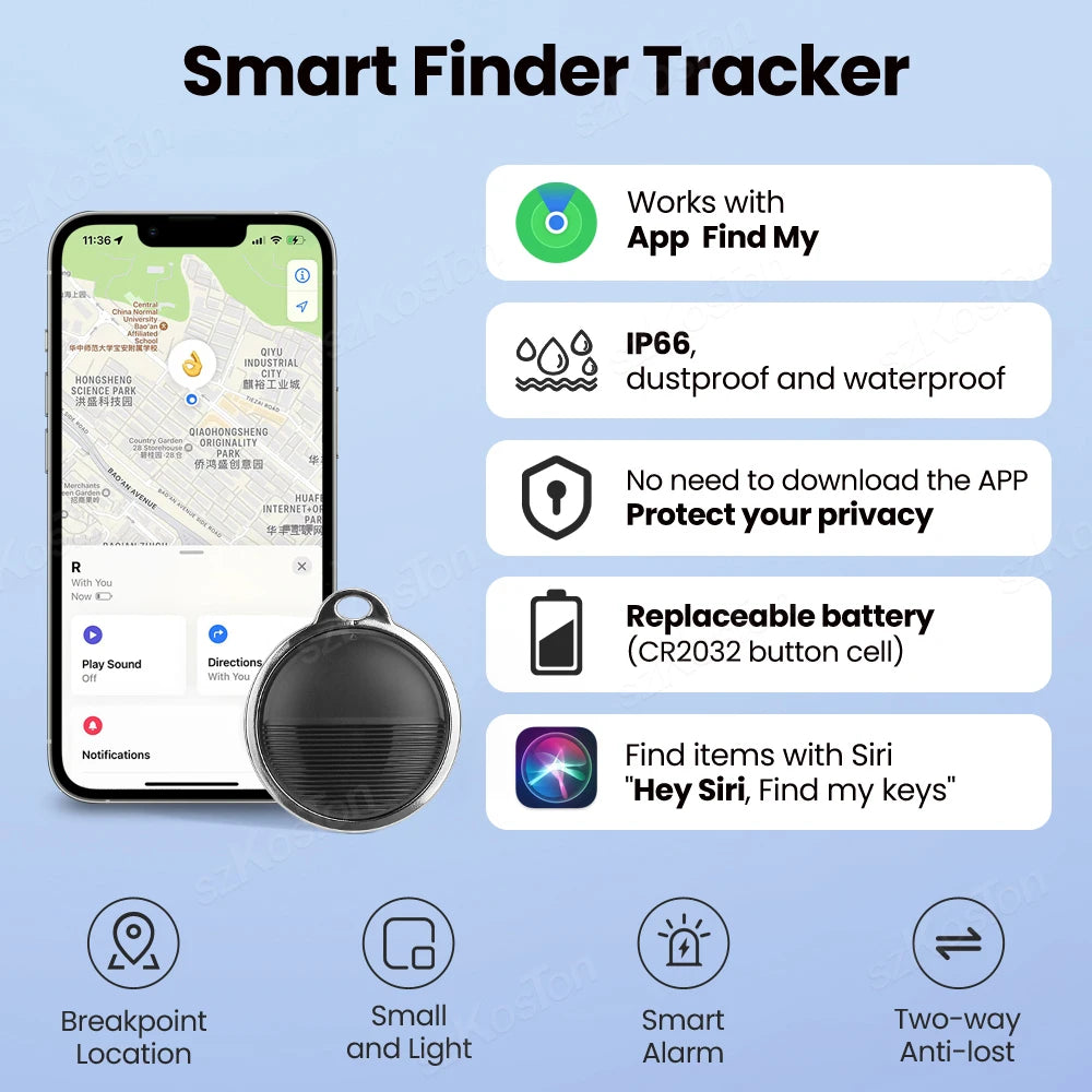 GPS Tracker For IOS Smart Bluetooth-compatible Mini GPS Locator Wallet Key Finder Anti Lost Device Work with Find My APP