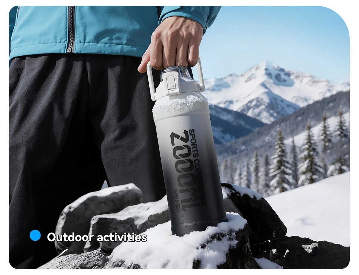 Large Capacity Tumble Thermos Water Bottle 316 Stainless Steel With Straw Handle Cup Flask  Vacuum Insulated Tumbler