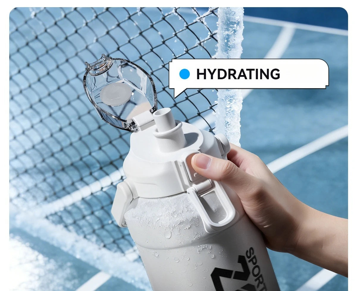 Large Capacity Tumble Thermos Water Bottle 316 Stainless Steel With Straw Handle Cup Flask  Vacuum Insulated Tumbler