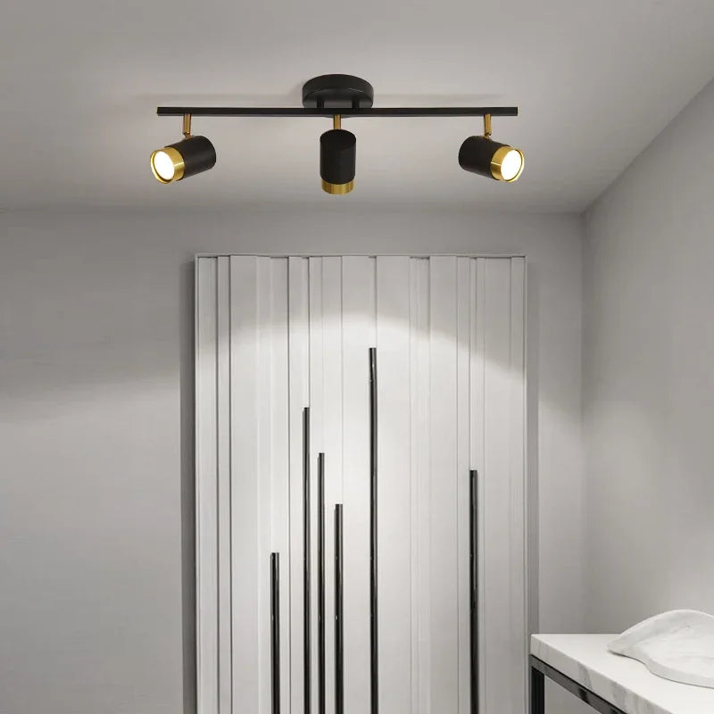 Modern Nordic Strip Led Chandeliers With Spotlights For Living Room Bedroom Balcony Corridor Lights Black White Decor Lighting F