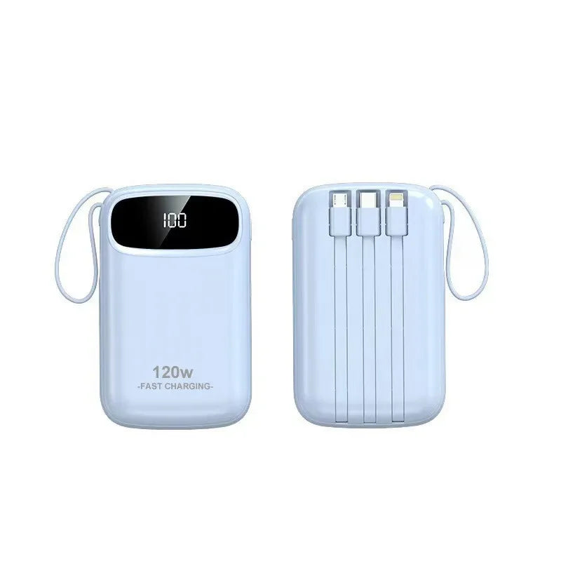 120W super fast charging power bank new 20000mAh large capacity power bank with cable
