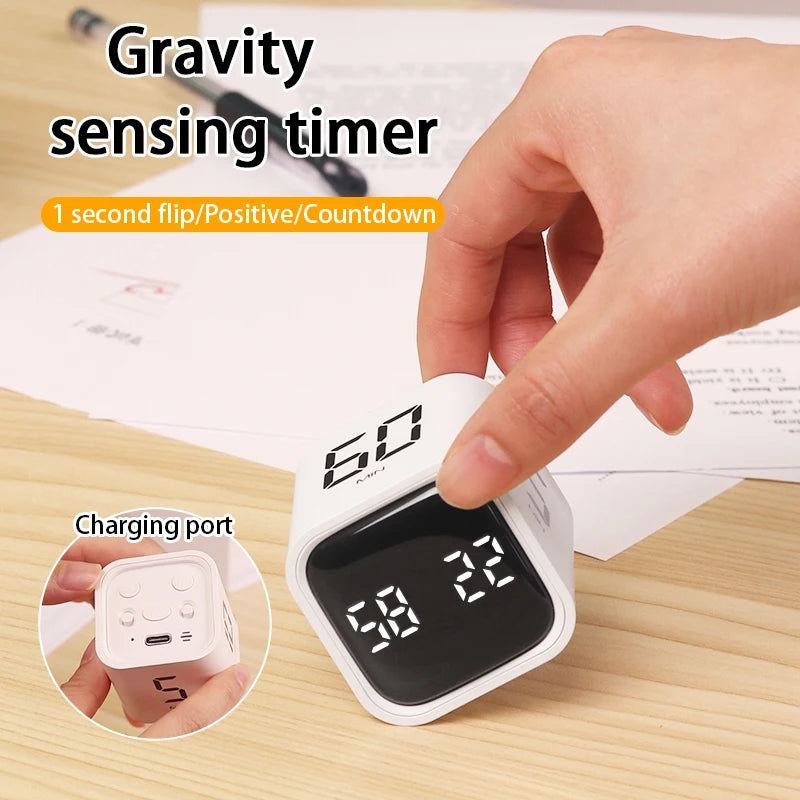 Flip Timer Pause And Resume Mute Vibration Adjustable Sound Alarm 5 10 30 60 Minute Countdown For Task Work Study Kitchen