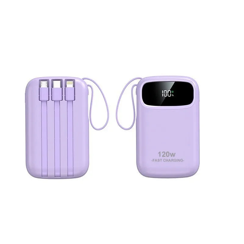 120W super fast charging power bank new 20000mAh large capacity power bank with cable