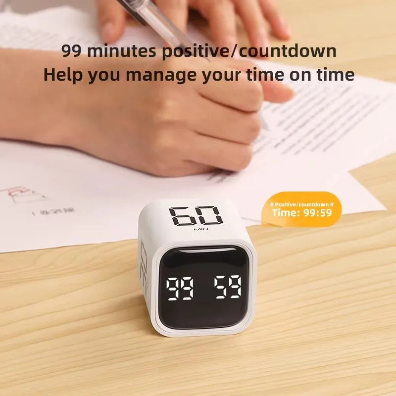 Flip Timer Pause And Resume Mute Vibration Adjustable Sound Alarm 5 10 30 60 Minute Countdown For Task Work Study Kitchen