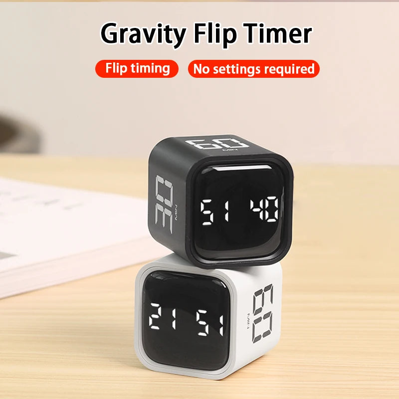Flip Timer Pause And Resume Mute Vibration Adjustable Sound Alarm 5 10 30 60 Minute Countdown For Task Work Study Kitchen
