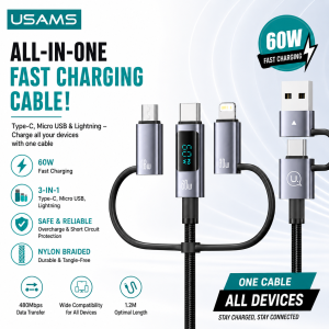 60W Data Cable- Price in Bangladesh – USAMS SJ713 fast charging